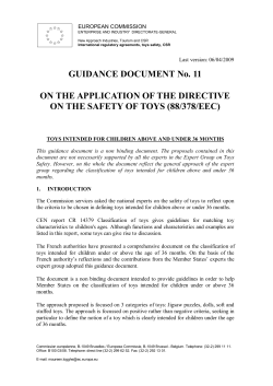 GUIDANCE DOCUMENT No. 11 ON THE APPLICATION OF THE