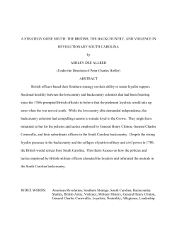 A STRATEGY GONE SOUTH: THE BRITISH, THE BACKCOUNTRY