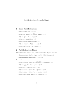 Antiderivatives Formula Sheet