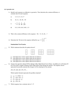 ch. 4 practice test 1. Identify each sequence as arithmetic or