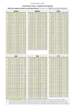 Annual Salaat Timings - Ahmadiyya Muslim Jama`at New