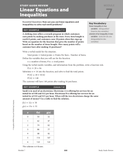 Linear Equations and Inequalities - San Juan Unified School District