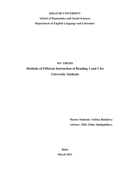 Methods of Efficient Instruction of Reading 1 and 2 for University