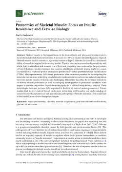 Proteomics of Skeletal Muscle: Focus on Insulin Resistance and