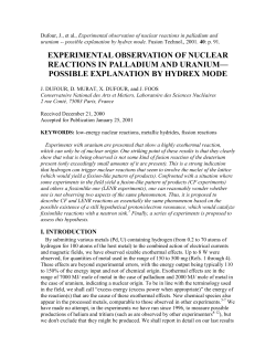 experimental observation of nuclear reactions in - LENR-CANR