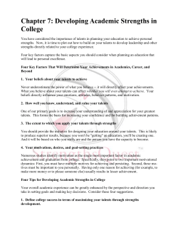 Chapter 7: Developing Academic Strengths in College