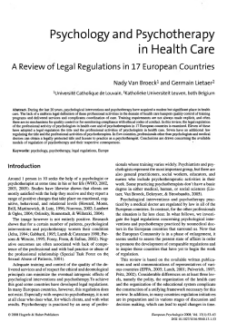 Psychology and Psychotherapy in Health Care