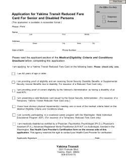 Application for Yakima Transit Reduced Fare Card For Senior and