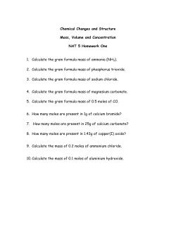 Chemical Changes and Structure Mass, Volume and Concentration