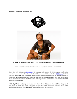 GLOBAL SUPERSTAR BRUNO MARS RETURNS TO THE MTV