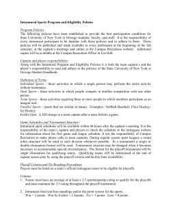 Intramural Sports Program and Eligibility Policies