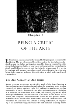 Chapter 3 BEING A CRITIC OF THE ARTS