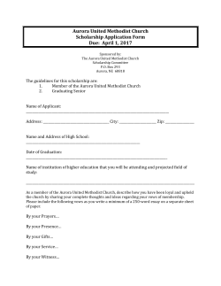 Aurora United Methodist Church Scholarship Application Form Due