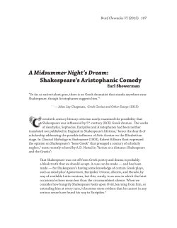 A Midsummer Night`s Dream: Shakespeare`s Aristophanic Comedy