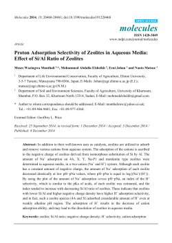 Proton Adsorption Selectivity of Zeolites in Aqueous Media: Effect of
