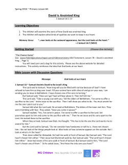 David is Anointed King - New Apostolic Church USA