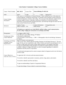 CRN 20673 Syllabus - Lake