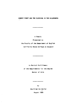 robert frost and the clearing in the wilderness i