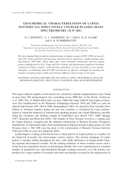 Geochemical Characterization of Lapita Pottery Via Inductively