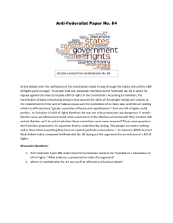 Anti-Federalist Paper No. 84 - Harding Charter Preparatory High