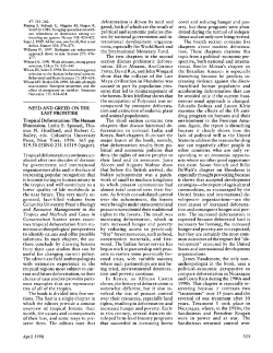 NEED AND GREED ON THE LAST FRONTIER Tropical Deforestation