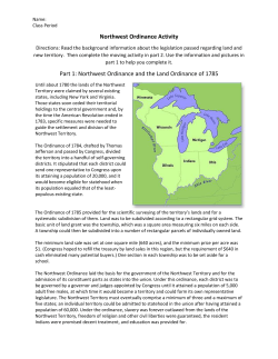 Northwest Ordinance Activity Part 1: Northwest Ordinance and the