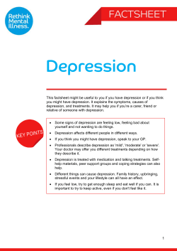 Depression Factsheet - Rethink Mental Illness