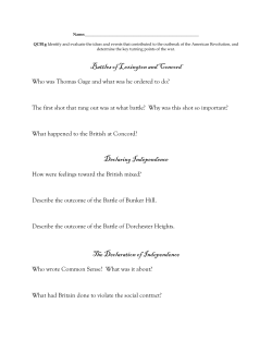 Battles of Lexington and Concord Declaring Independence The
