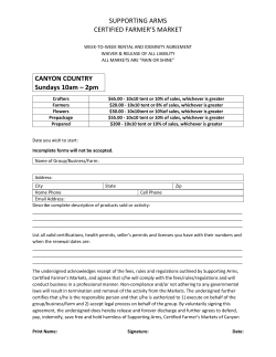 SUPPORTING ARMS CERTIFIED FARMER`S MARKET CANYON