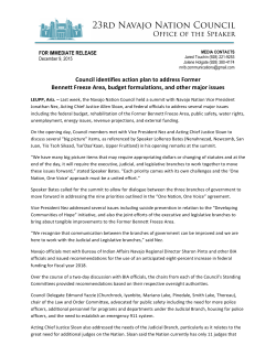 Council identifies action plan to address Former Bennett Freeze