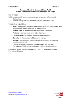 Page 1 Saturday X-tra X-Sheet: 14 Revision of Grade 12 Space and