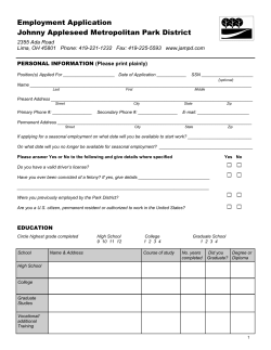 Employment Application Johnny Appleseed Metropolitan Park District