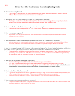 KEY Civics: Ch. 3 (The Constitutional Convention) Reading Guide