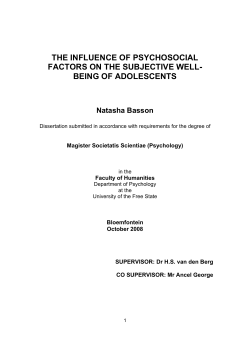 the influence of psychosocial factors on the subjective well
