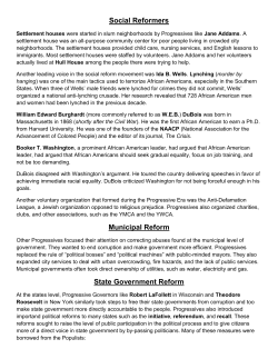 Social Reformers Municipal Reform State Government Reform
