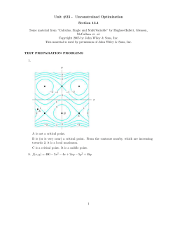 Unit #23 - Unconstrained Optimization Section 15.1