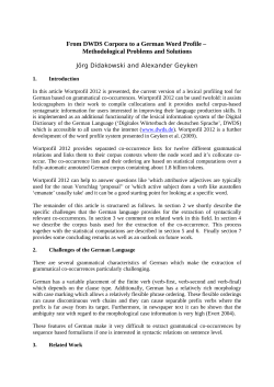 From DWDS Corpora to a German Word Profile &ndash; Methodological