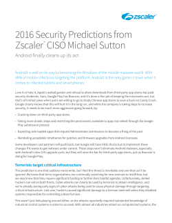 2016 Security Predictions by CISO Michael Sutton | Zscaler