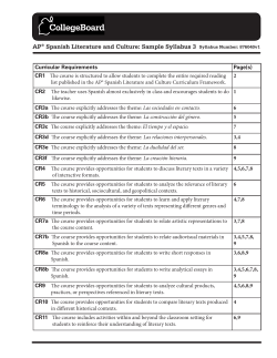 AP&reg; Spanish Literature and Culture: Sample Syllabus 3 Syllabus
