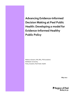 Advancing Evidence Informed Decision Making at Peel Public