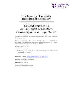 Colloid science in solid/liquid separation technology: is it important?