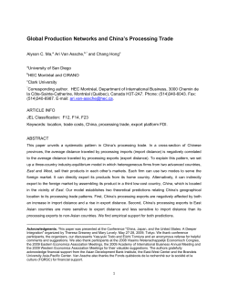Global Production Networks and China`s Processing