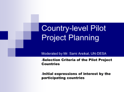 Country-level Pilot Project Planning