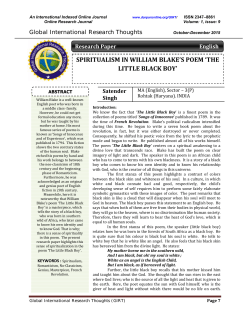 SPIRITUALISM IN WILLIAM BLAKE`S POEM `THE LITTLE BLACK