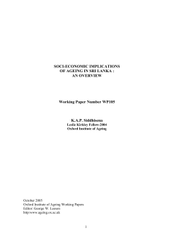 Socio-Economic Implications of Ageing in Sri Lanka