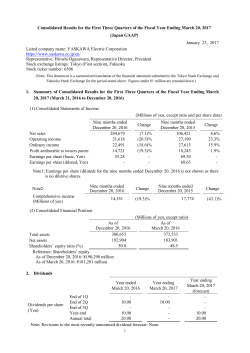 Consolidated Results for the First Three Quarters of the Fiscal Year