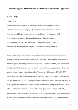 Indian Language Traditions and their Influence on Modern