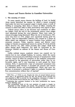 Tenure and Tenure Review in Canadian Universities