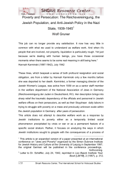 Poverty and Persecution: The Reichsvereinigung, the