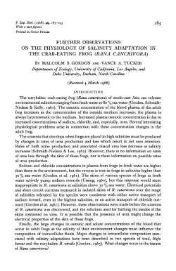 further observations on the physiology of salinity adaptation in the